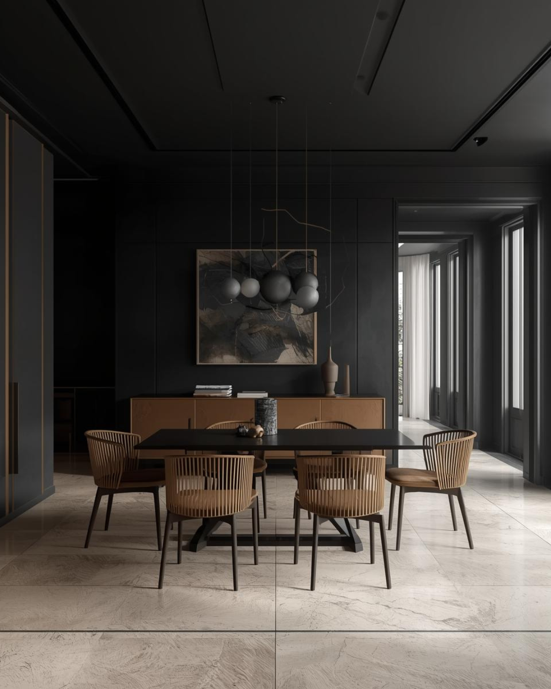 luxury interior lighting design with warm ambient lights and dark modern lighting